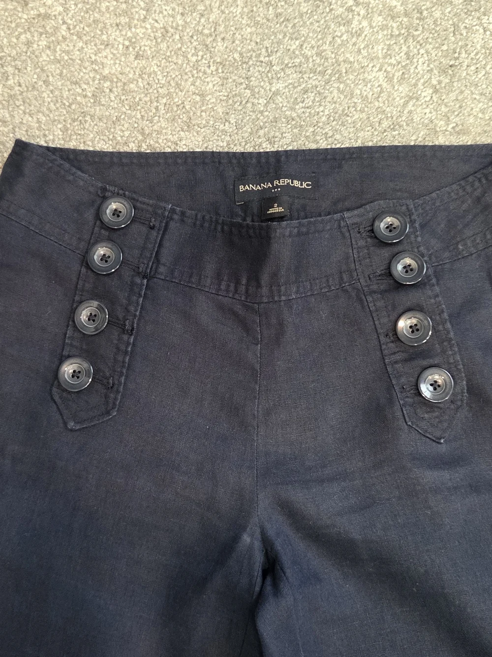 Women's Navy Blue Banana Republic Linen Pants - Size 2